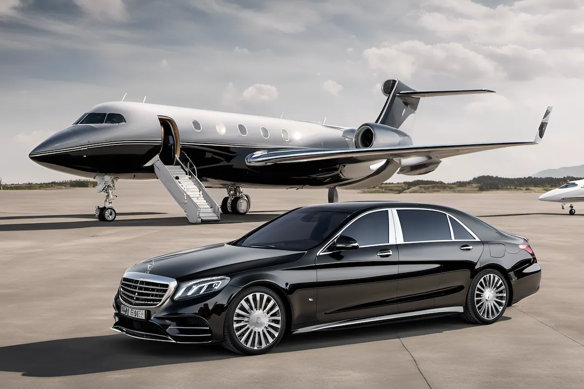 Private jet on the tarmac at Vancouver International Airport